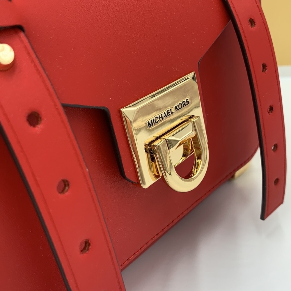 MICHAEL KORS MANHATTAN MEDIUM TOP HANDLE SCHOOL SATCHEL CROSSBODY BAG Flame - Picture 14 of 16